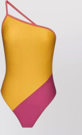 Saint Laurent one shoulder swimsuit color block design