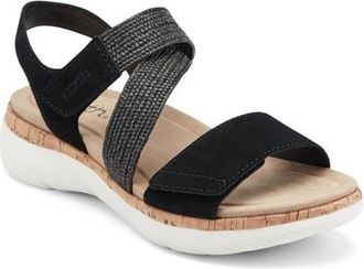 Earth Reston Ankle Strap Platform Sandal in Black at Nordstrom, Size 9.5