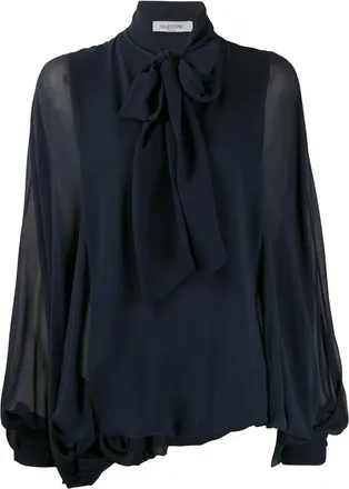 Valentino Garavani Pussybow Pouf Sleeve Blouse