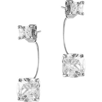 Kenneth Jay Lane CZ J-Stud Earrings in White/clear/gold at Nordstrom Rack