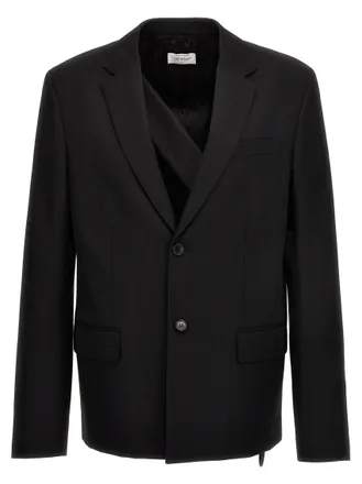 Off-white Black Notched Lapel Blazer