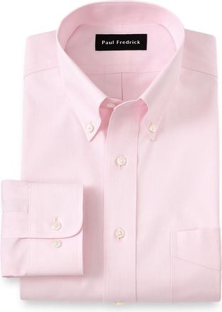 Paul Fredrick Tailored Fit Non-iron Cotton Pinpoint Solid Button Down Collar Dress Shirt