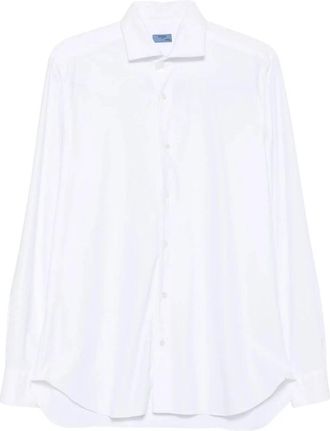 Barba Gekromde zoom overhemd - Heren - Zakelijke Overhemden - Wit - 4XL - Katoen - Overhemden