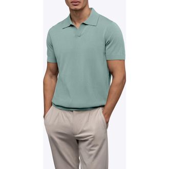 Cuts Istanbul Johnny Collar Cotton Bend Polo in Stormy Sea at Nordstrom, Size Xx-Large
