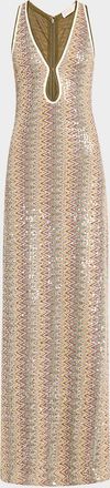 Ramy Brook Lilia Sequined Chevron Maxi Dress