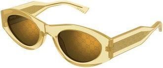 Gucci Oval Frame Sunglasses - female - Gucci - Sunglasses - Yellow - 52 MM - Accessories