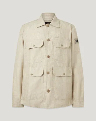 Belstaff Chaqueta Forge Para Hombre Tumbled Melange Linen Pardo M