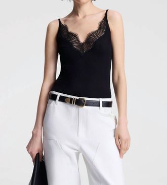 A.L.C. Alba Silk Knit And Lace Camisole Top In Black/black