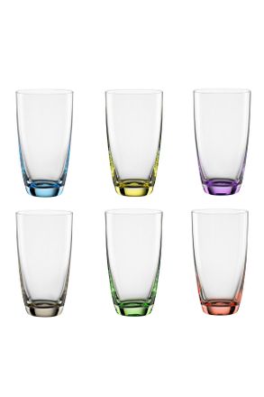 Novel Gläserset, Blau, Gelb, Grau, Grün, Lila, Rosa, Glas, 6-teilig, Lfgb, Gläser, Gläsersets