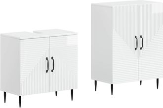 vidaXL Juego De Gabinete De Ba&ntilde;o De 2 Piezas Haarlem Blanco Brillante Vidaxl
