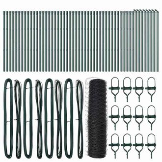 Berkfield Home Hexagon Fence Grey 0.5x100 m Steel in Dark Green