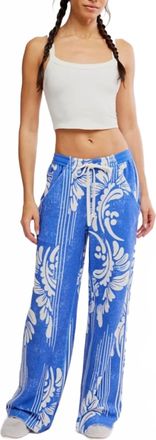 Free People One Above Wide Leg French Terry Pant In Blue