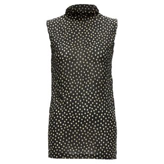 Issey Miyake polka dot crinkle sheer high neck vest top