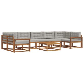 vidaXL Conjunto De Sof&aacute;s De Exterior 8 Pcs Gris Natural Y Claro Vidaxl