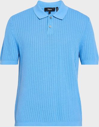 Theory Men & apos;s Cotton Cable Knit Polo Shirt