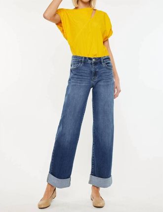 Kancan High Rise Wide Leg Jeans In Medium Wash