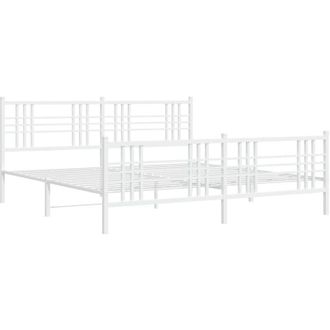 vidaXL Vidaxl - Estructura Cama Sin Colch&oacute;n Con Estribo Metal Blanco 193x203 Cm