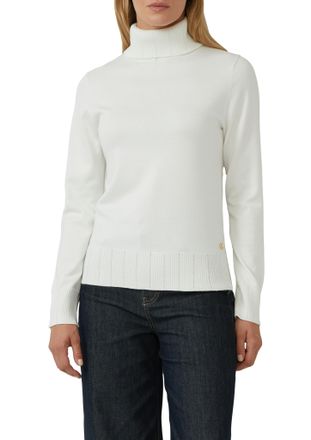 s.Oliver Black Label Strickpullover S.OLIVER BLACK LABEL, Damen, Gr. 38, weiss (wei&szlig;), Strick, Obermaterial: 71% Viskose, 29% Polyester, unifarben, slim fit taillenbedeckt