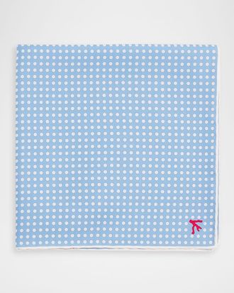 Isaia Men & apos;s Polka Dot Silk Pocket Square