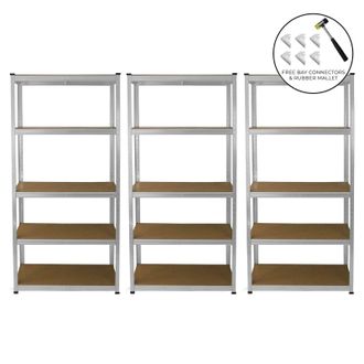 MonsterShop 3 x E-Rax Galvanised Racking in Silver