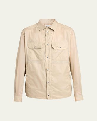 Moncler Mens Nylon Snap-Front Shirt Jacket