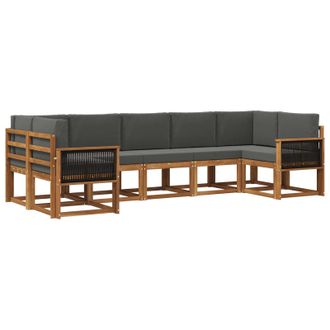 vidaXL Conjunto De Sof&aacute;s De Exterior 7 Pcs Natural Y Antracita Vidaxl