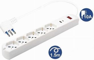 Trade Shop Trade Shop - Multipres 7 In 1 Usb A + C + 5 Paymentos / Schuko / Eu Cavo 1.5mt 80082