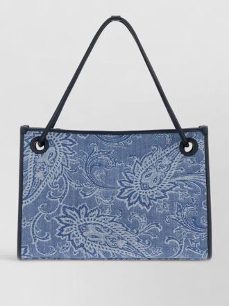 Etro denim medium tote eyes paisley pattern