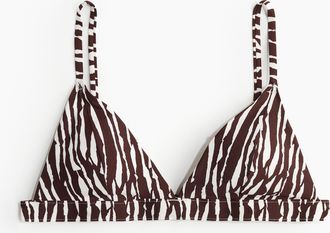 H&M Wattiertes Triangel-Bikinitop - Brown