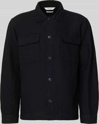 Selected Relaxed Fit Hemdjacke aus Leinen-Baumwoll-Mix Modell LEROY in Black, Gr&ouml;&szlig;e XXL