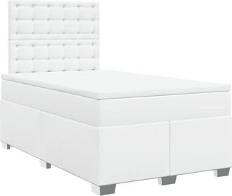 vidaXL Cama Box Spring Con Colch&oacute;n Cuero Sint&eacute;tico Blanco 120x190 Cm Vidaxl