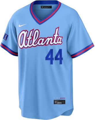 Nike Hank Aaron Atlanta Braves City Connect Nike Mens MLB Stadium Jersey in Blue | RE260H0LQFJ-DKF