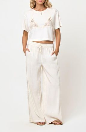 L*Space At Your Leisure Linen Blend Cover-Up Pants in Cream/Natural at Nordstrom, Size X-Large