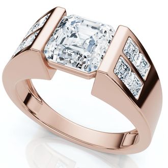 Pompeii3 Certified 5.40Ct Mens Asscher Cut Diamond Ring 14k Gold Lab Grown