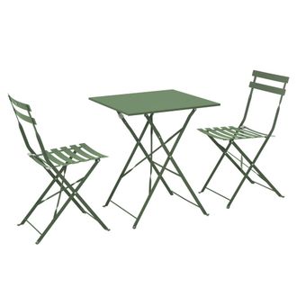 Oviala Mesa de jard&iacute;n tipo bistr&oacute; y 2 sillas plegables cactus verde