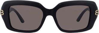 Balenciaga Dark Black Rectangular Ladies Sunglasses BB0465S 001 56
