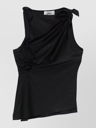 Coperni asymmetric satin top with bow and cut-out