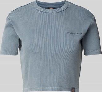 Dickies Cropped T-Shirt in Ripp-Optik Modell PLENTYWOOD in Blau, Gr&ouml;&szlig;e XL