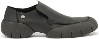 Diesel D-Mathieu-Brushed leather loafer with rubber sole - Moccasins and Mules - Man - Black