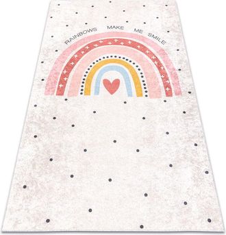 RugsX JUNIOR 51300.802 washing carpet Rainbow, dots for children anti-slip - beige beige 160x220 cm