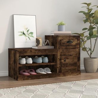 vidaXL Vidaxl - Mueble Zapatero Madera Contrachapada Roble Ahumado 100x42x60 Cm