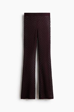 H&M Shimmering Pointelle-knit Trousers in Plum Red at Nordstrom, Size Xx-Large