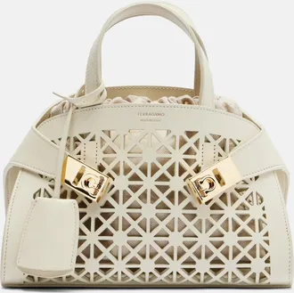 Ferragamo Hug Mini laser-cut leather top-handle bag