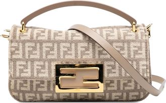 Fendi Pre-owned Fendi Zucchino Velvet Baguette Phone Pouch Satchel 7AS142