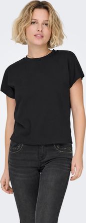 Only Kurzarmshirt ONLY ONLERICA S/S TOP JRS NOOS, Damen, Gr. XL, schwarz, Jersey, Obermaterial: 100% Baumwolle, unifarben, oversize normal, Rundhals, Shirt