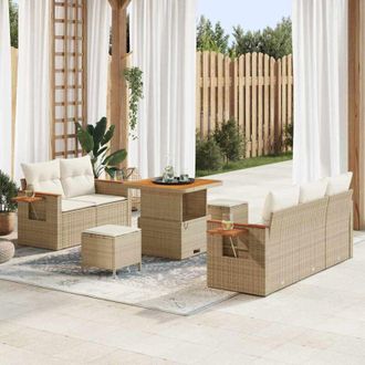 vidaXL Vidaxl - Conjunto De Sof&aacute; De Jard&iacute;n 8 Pcs Beige Y Crema 80 X 80 X 71 Cm