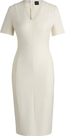 BOSS V-neck midi dress - women - Viscose/Spandex/Elastane/Polyester - 40 - White