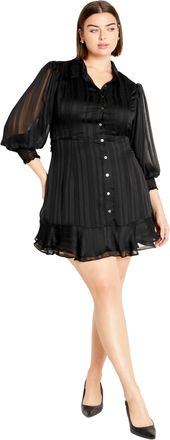 City Chic Womens Apparel City Chic Plus Dress Stripe Lover in Black, Size 16, 20