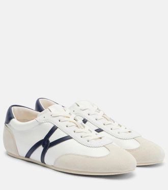 Veronica Beard Leather-trimmed canvas sneakers