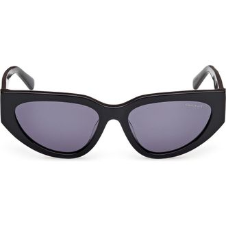 GANT Cat Eye Sunglasses in Shiny Black /Smoke at Nordstrom Rack